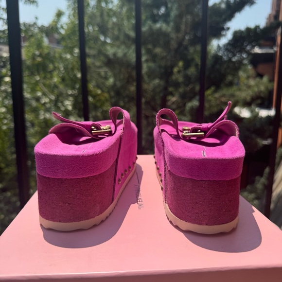New Free People Rule Breaker Flatform Sandal Shoes Platform Suede Stud Fuchsia - Picture 10 of 17